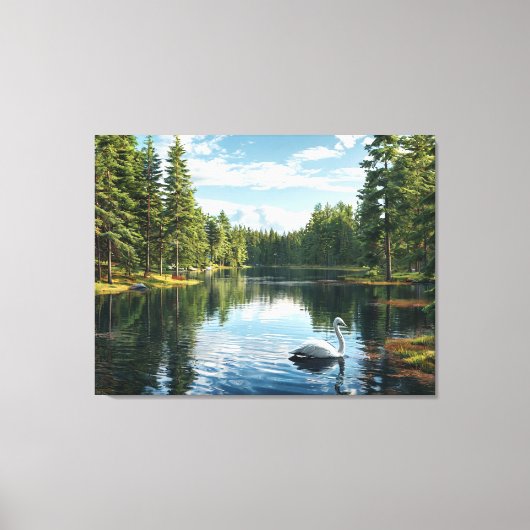 Serene Lake Scene mit Swan Leinwanddruck (Vorderseite)