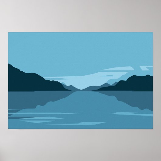 Serene Lake with Mountains Landschaft - Minimalist Poster (Vorne)