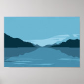Serene Lake with Mountains Landschaft - Minimalist Poster (Vorne)