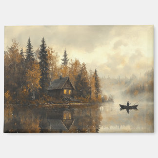 Serene Lakeside Cabin Kühlschrank Magnet