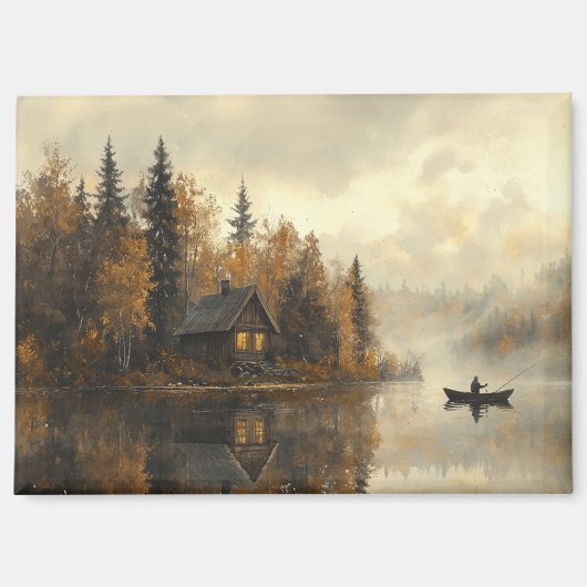 Serene Lakeside Cabin Kühlschrank Magnet (Vorderseite)