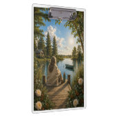 Serene Lakeside Notebook | Peaceful Nature & Cotta Klemmbrett (Rechts)