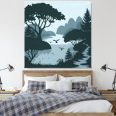 Serene Lakeside Silhouette Leinwanddruck (Insitu (Schlafzimmer))