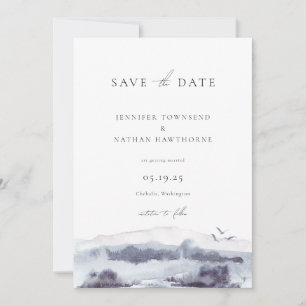 Serene Landscape Watercolor Save the Date Foto Einladung