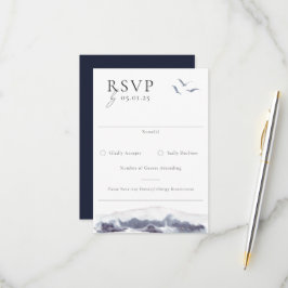 Serene Landscape Watercolor Wedding RSVP Karte