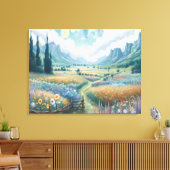 Serene Landschaft: blühende Blume und Berge Leinwanddruck (Insitu (Wohnzimmer))
