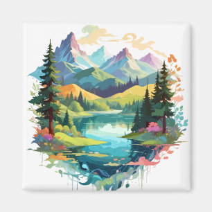 Serene Landschaft Ruhe Stille Naturgebirge Magnet