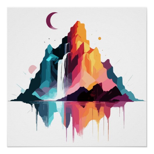 Serene Landschaft Ruhe Stille Naturgebirge Poster (Vorderseite)