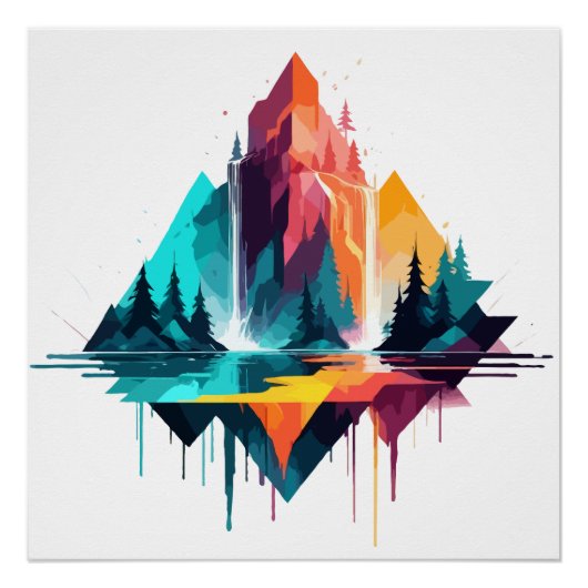 Serene Landschaft Ruhe Stille Naturgebirge Poster (Vorderseite)