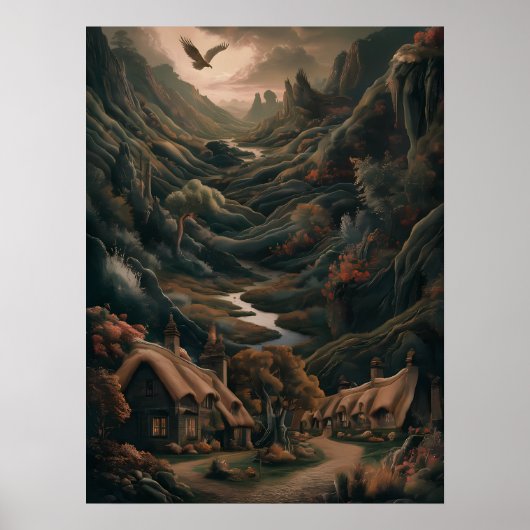 Serene Landschaft: Vogelflug Poster (Vorne)