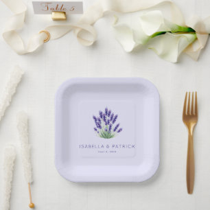 Serene Lavendel-Botanik-Illustration Pappteller