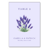 Serene Lavendel-Wasserfarben-Blumen Tischnummer (Rückseite)