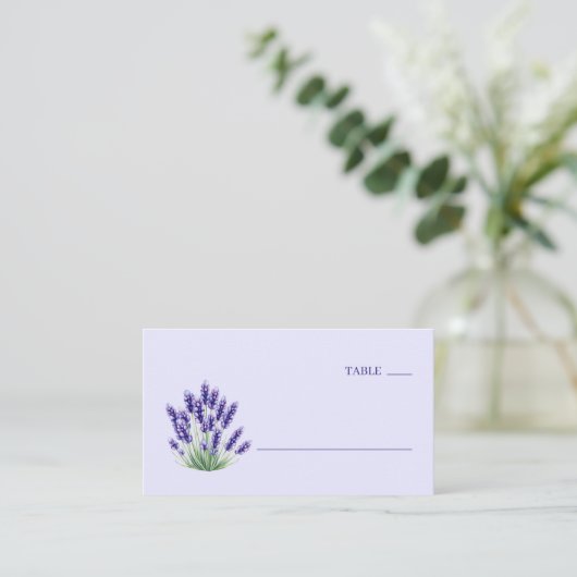 Serene Lavender Botanical Illustration Platzkarte (Stehend Vorderseite)