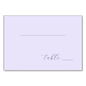 Serene Lavender Calligraphy Tischnummer (Vorderseite)