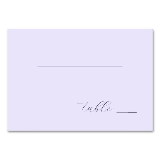 Serene Lavender Calligraphy Tischnummer (Vorderseite)