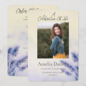 Serene Lavender Feier des Lebens Fotokarte Einladung (Vorne/Hinten)