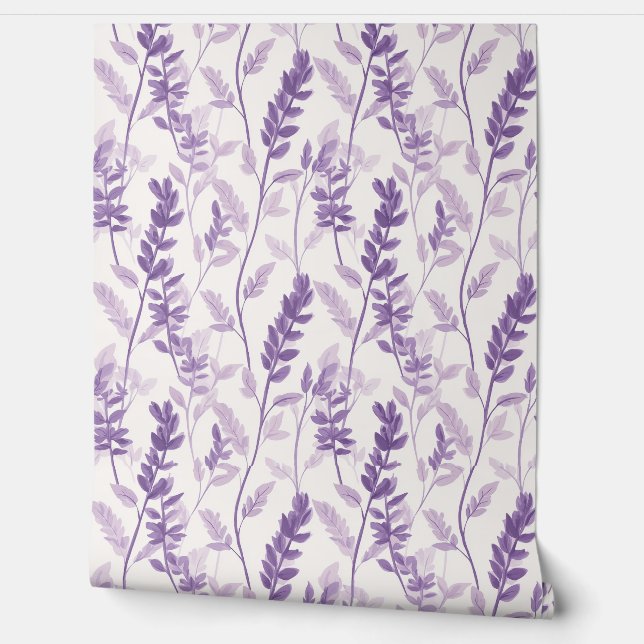 Serene Lavender Leaf Wallpaper Tapete (Abrollen)