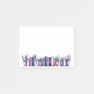 Serene Lavender Library Watercolor Notes Post-it Klebezettel