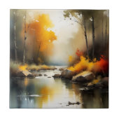 Serene lebendige Landschaft der Herbstflüsse Fliese (Vorderseite)