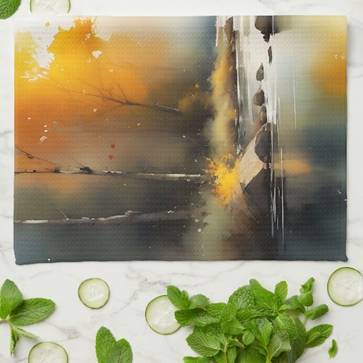 Serene lebendige Landschaft der Herbstflüsse Geschirrtuch (Gefaltet)