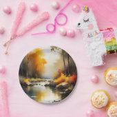 Serene lebendige Landschaft der Herbstflüsse Pappteller (Party)