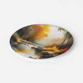 Serene lebendige Landschaft der Herbstflüsse Pappteller (Schrägansicht)