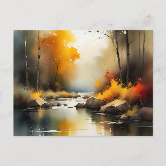 Serene lebendige Landschaft der Herbstflüsse Postkarte (Vorderseite)