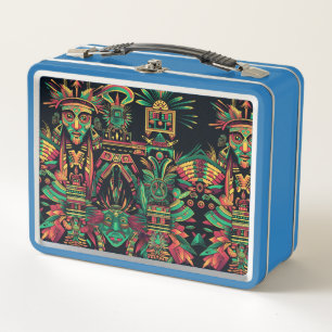 Serene Light Blue "Ancestral Paradigm" Kinder Lunc Metall Brotdose