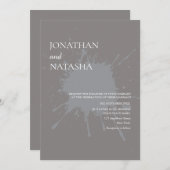 Serene Light Gray Wedding Drop Symbol verbinden Einladung (Vorne/Hinten)