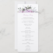 Serene Lilac Wedding Program Card Einladung (Rückseite)