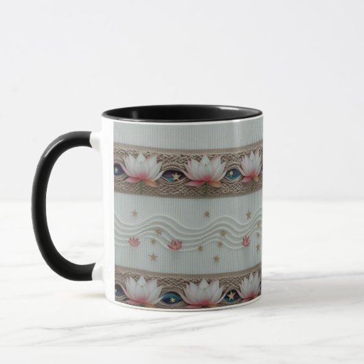 Serene Lotus Eye Floral Knit Combo Coffee Mug Tasse (Links)