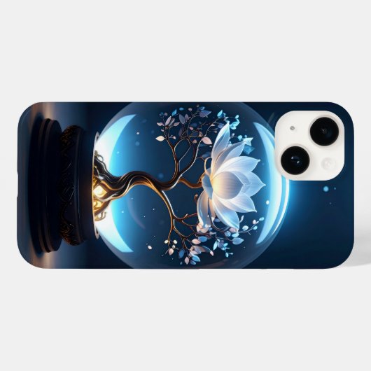 Serene Lotus Globe Art iPhone Case (Rückseite (Horizontal))