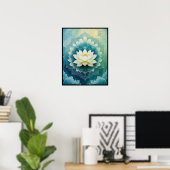 Serene Lotus Mandala: Blaue und grüne Meditation K Poster (Heimbüro)