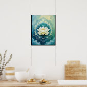 Serene Lotus Mandala: Blaue und grüne Meditation K Poster (Küche)