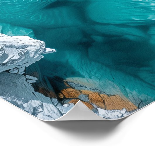 Serene Luftaufnahme des Eissees Poster (Ecke)