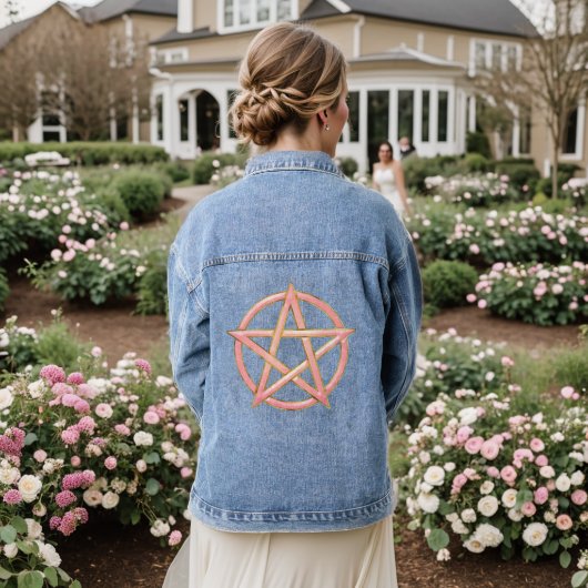 Serene Magick Rose Quartz Pentagram Jeansjacke (Hochzeit Rückseite)