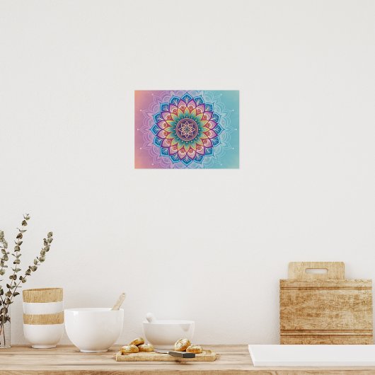 Serene Mandala: Ein Pastel Kaleidoskop Poster (Küche)