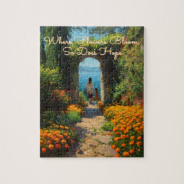 Serene Marigolds Path to the Sea Art Puzzle