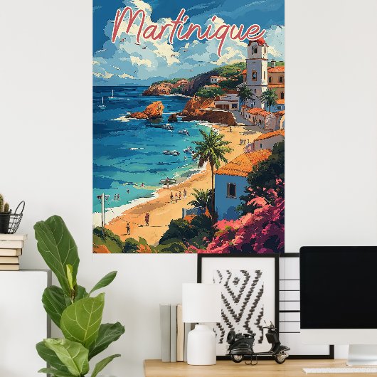 Serene Martinique Beachscape Poster (Heimbüro)