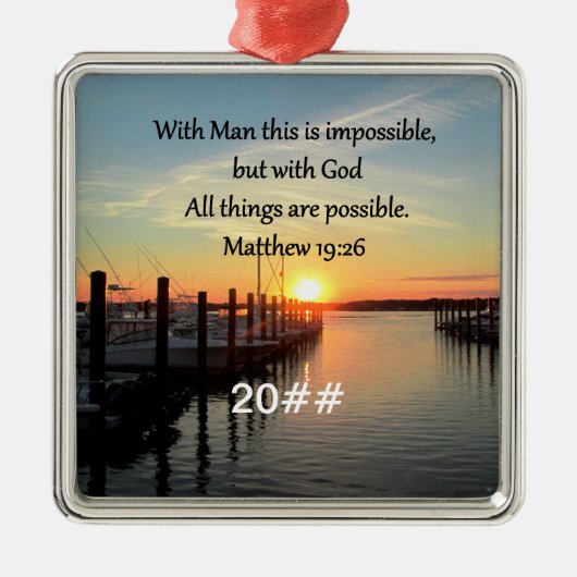SERENE MATTHEW 19:26 SONNENSET FOTO DESIGN ORNAMENT AUS METALL (Vorne)