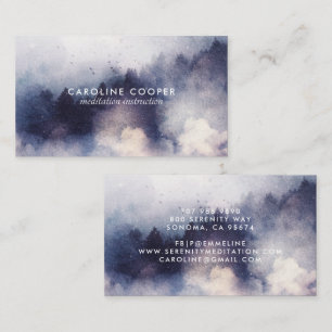 Serene Meditation Instructor Mist Trees Watercolor Visitenkarte