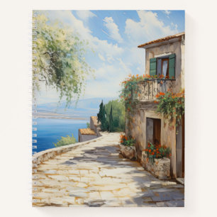 Serene Mediterranean Coastal Spiral Notebook Notizblock