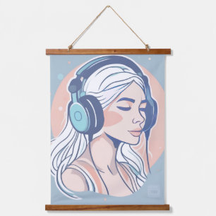 Serene Melodies Wandteppich mit Holzrahmen