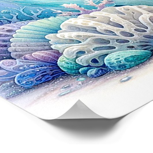 Serene Mermaid und Sea Turtle Print Poster (Ecke)