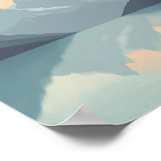 Serene Minimalist Mountain Sunset Poster (Ecke)