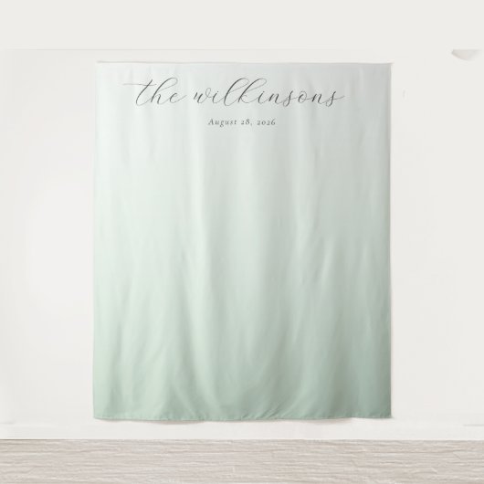 Serene Mint Gradient Calligraphy Wandteppich (Vorderseite)