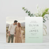 Serene Mint Minimalist Photo Save The Date (Stehend Vorderseite)