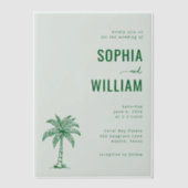 Serene Mint Palm Tree Pergament Einladungen (Vorderseite)