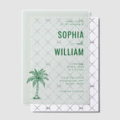 Serene Mint Palm Tree Pergament Einladungen (Versetzt (Einladung))