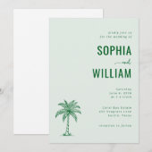 Serene Mint Palm Tree Wedding Einladung (Vorne/Hinten)